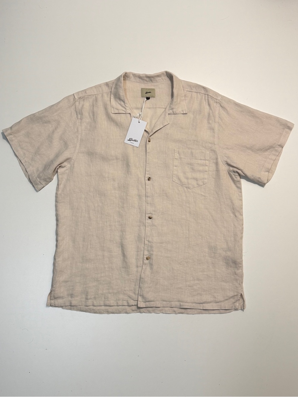 Bather Pearl Linen Short Sleeve Buttonup Camp Shirt Mens XL Cream White BNWT